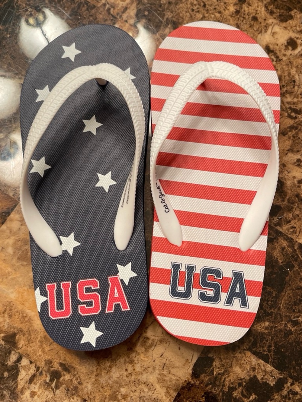 Cat & Jack Kids USA Star & Stripe Flip Flops - Red, White & Blue